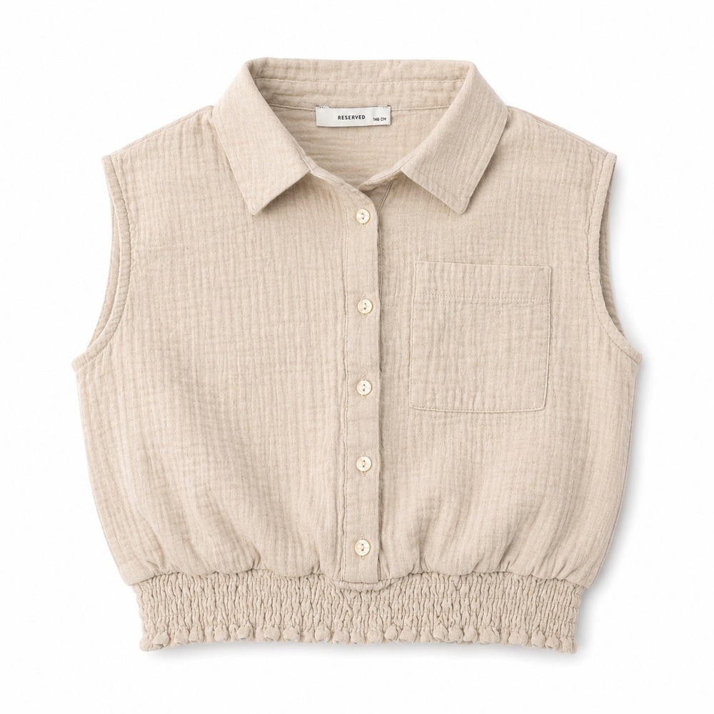 Reserved Girls Beige Cotton Gauze Sleeveless Crop Top Shirt 146cm Size 10 Boho